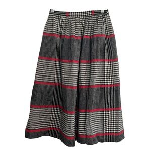 Evan Picone Vintage Plaid Midi Skirt Black White Red Career Made USA Classic 8‎